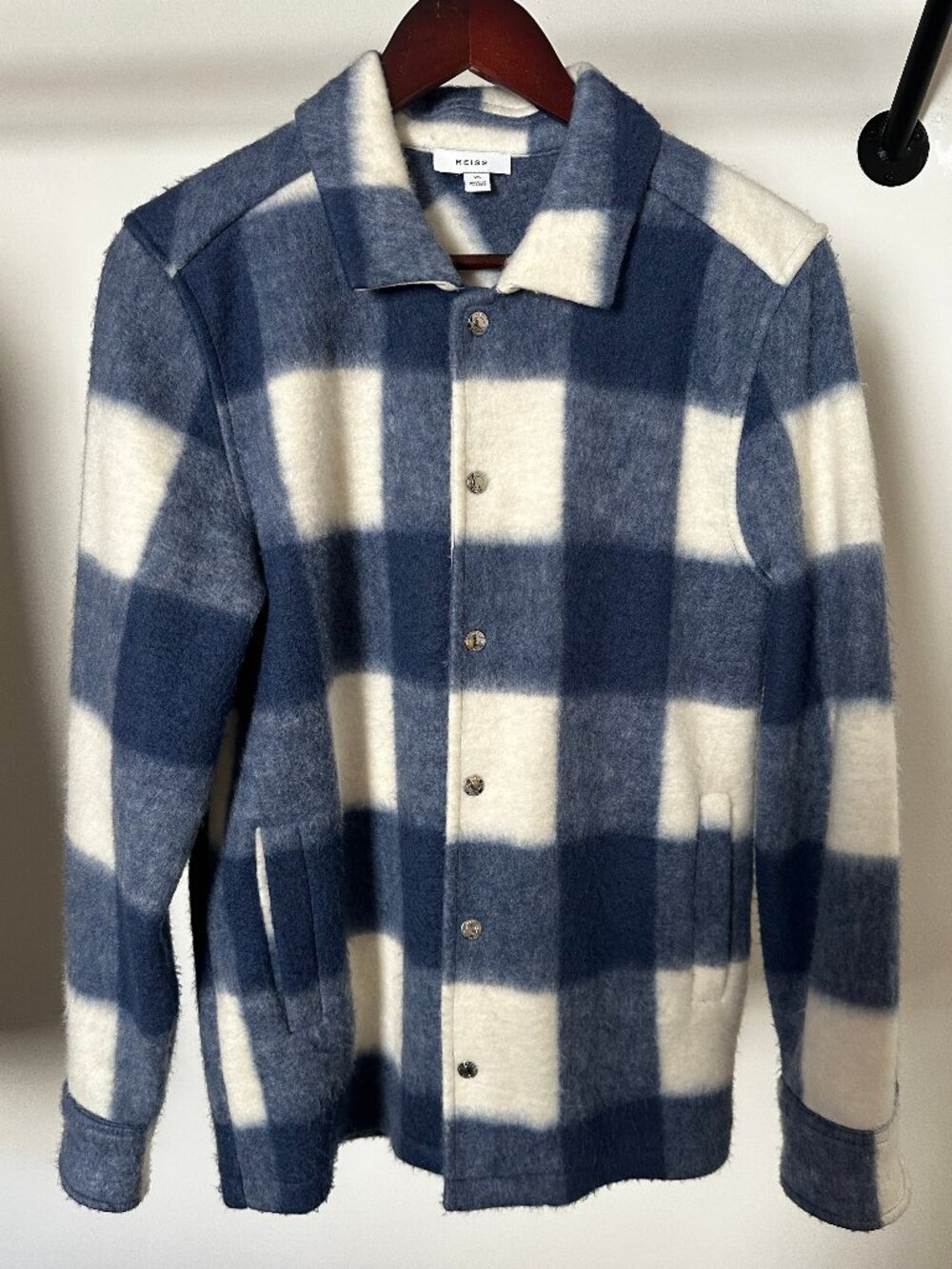 Reiss Plaid Blue and White Jacket — Size XS